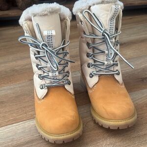 Timberland Tan and Cream Winter Boots